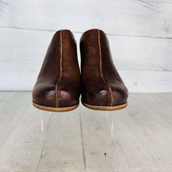 Kork-Ease Original SAGANO Rum Brown Leather Wrapped Block Heel Mules Clog Sz 9 M - Picture 3 of 16